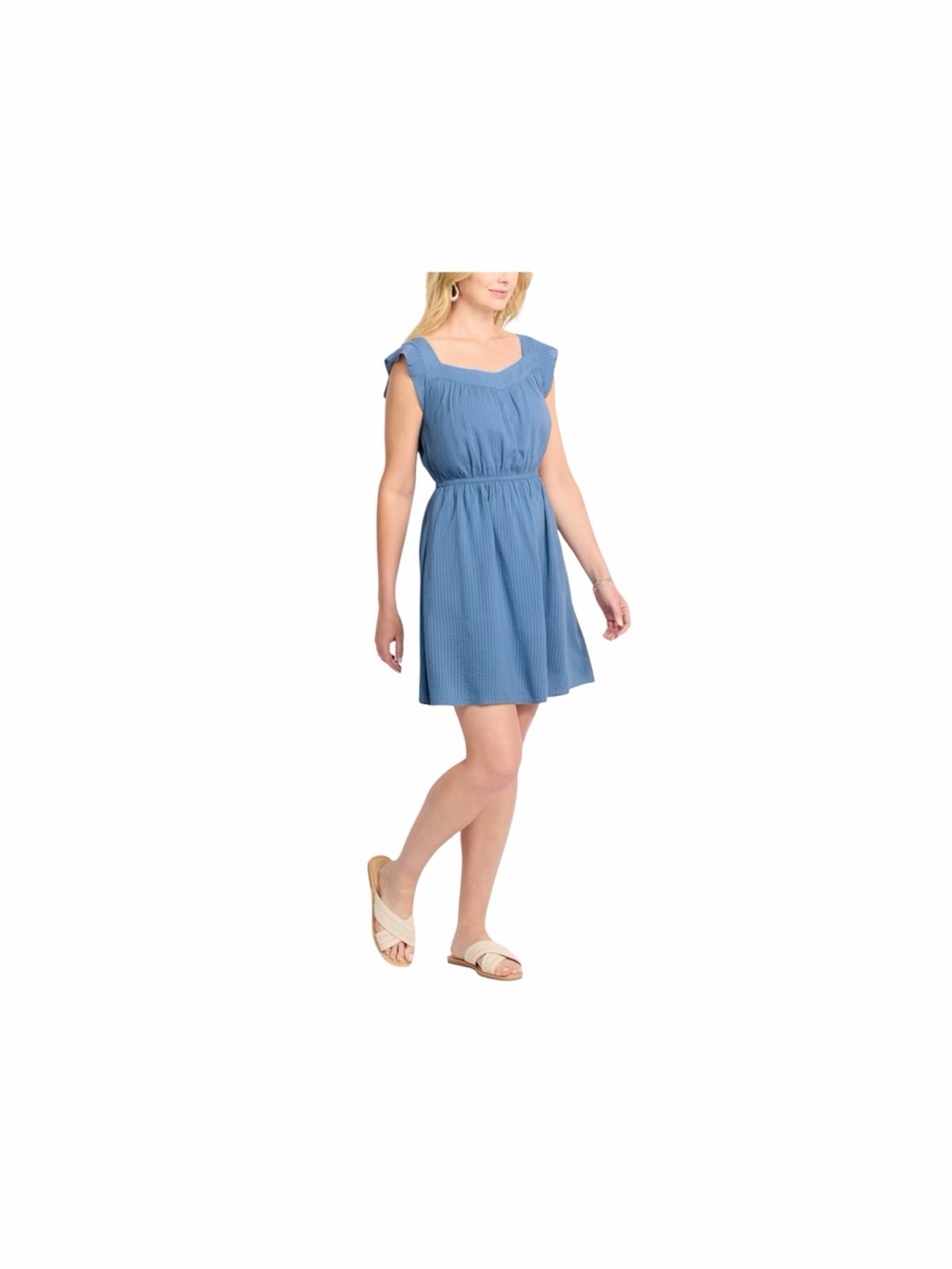 NWT Market & Spruce Raya Blue Jacquard A-Line Dress Size Small
